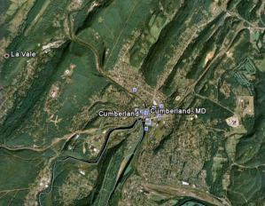Google Earth view of Cumberland, MD.