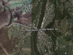 Ariel view of West Newton compliments of Google Earth.